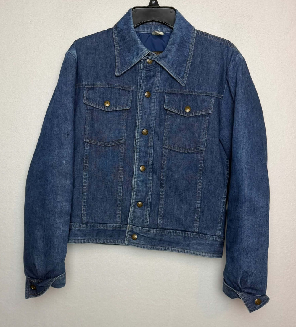 Vintage Eddie Bauer Men's Denim Jean Jacket Goose Down Filled 80s Denim Snaps